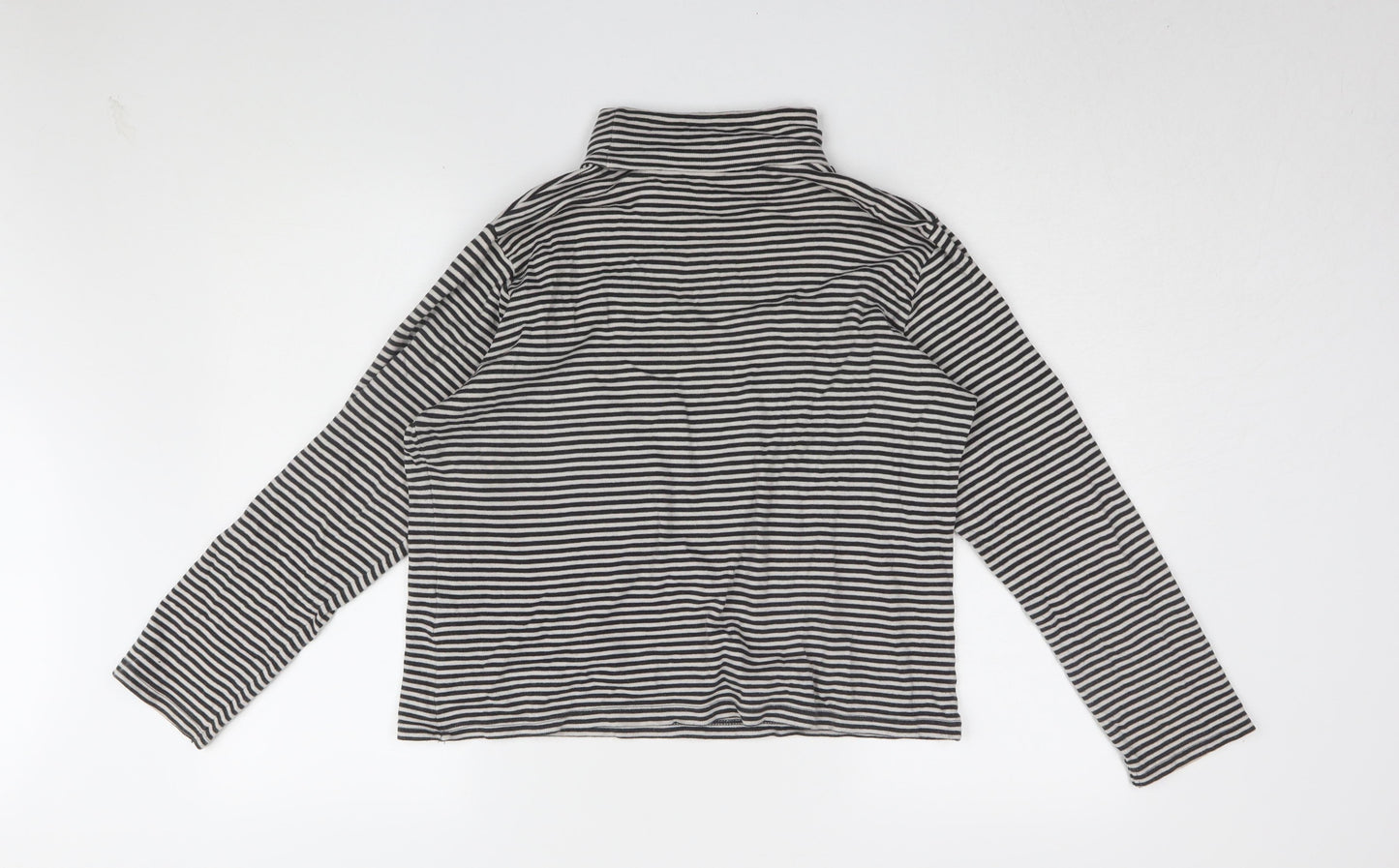 EWM Women's Black Striped High Neck Long Sleeve Top Size L