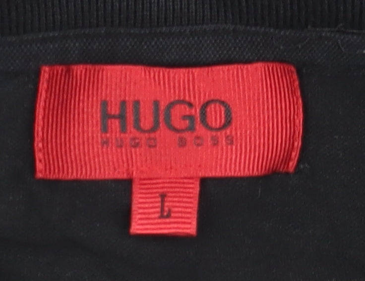 Hugo Boss Black Collared Long Sleeve T-Shirt, Men's Large