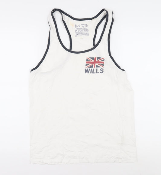 Jack Wills Men's White Tank L Jersey Cotton Casual