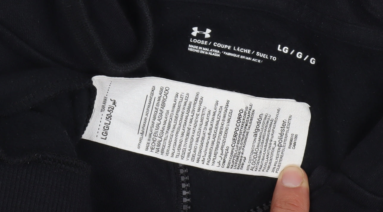 Under Armour Black L Hoodie Full Zip Logo Unisex Adults Sports