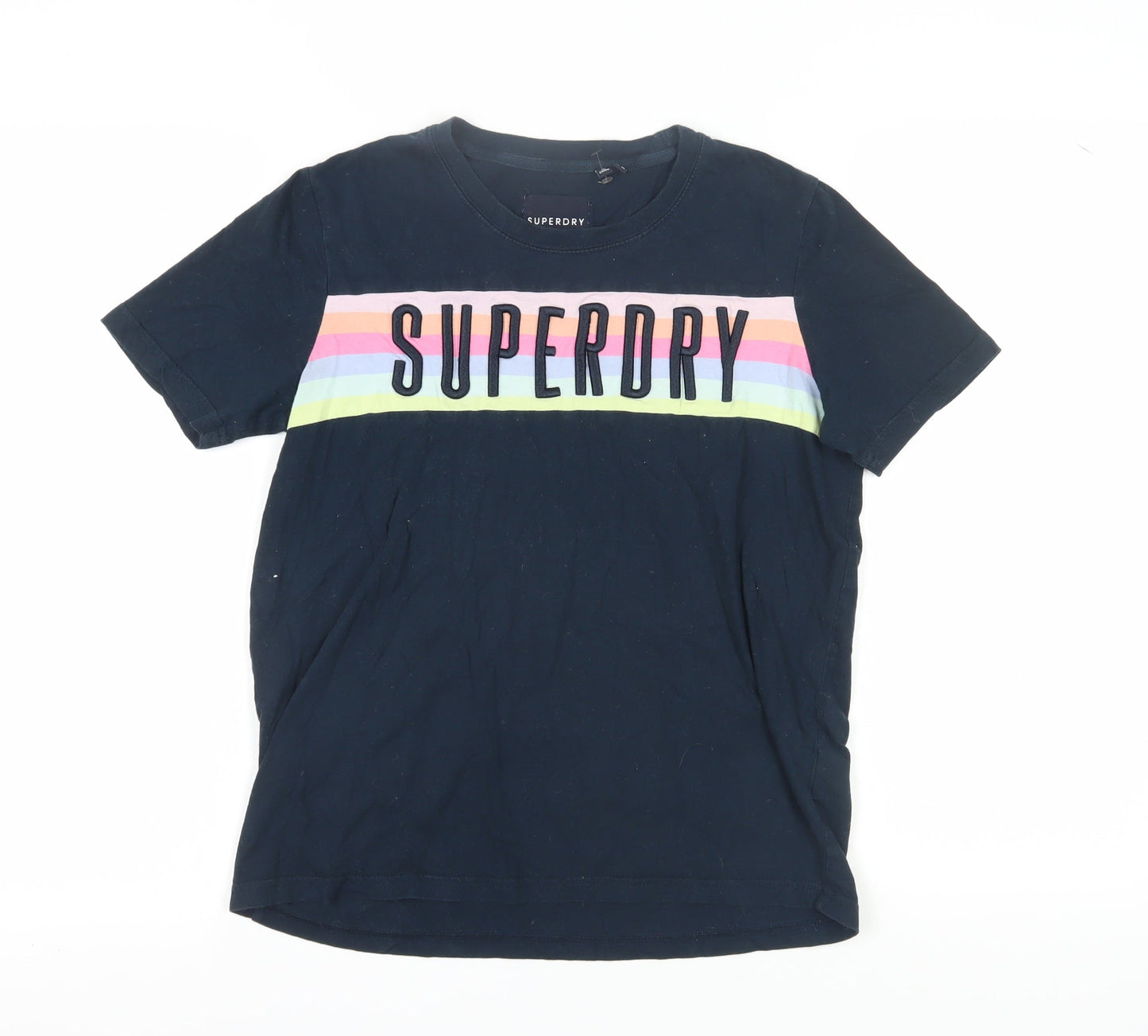 Superdry Women's Blue Striped T-Shirt Size 8