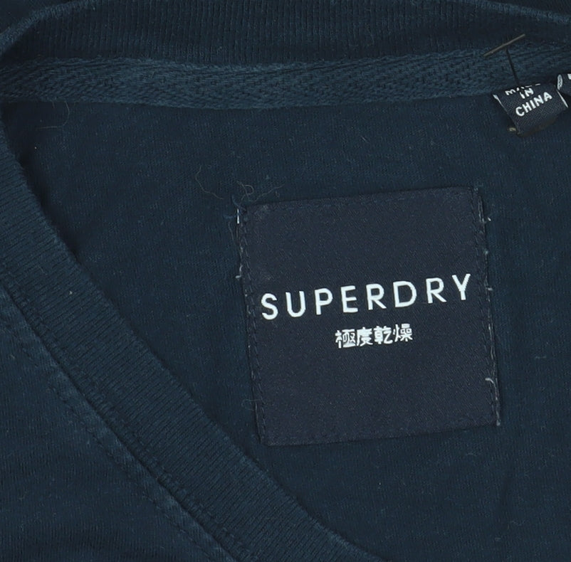 Superdry Women's Blue Striped T-Shirt Size 8