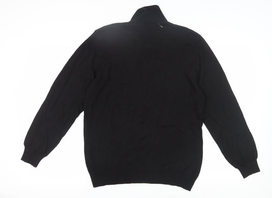 Tom James Men's Black Henley Jumper - Medium