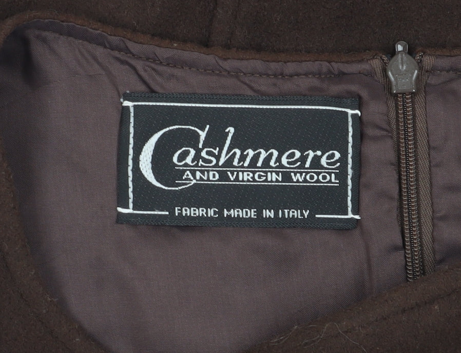 Bianca Nygård Women's Brown Sheath Dress, Size 14, Cashmere Wool