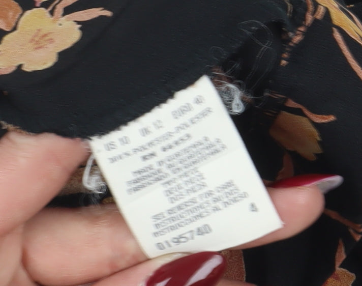 Leslie Fay Women's Black Floral Blouse, Size 10, Classic Style