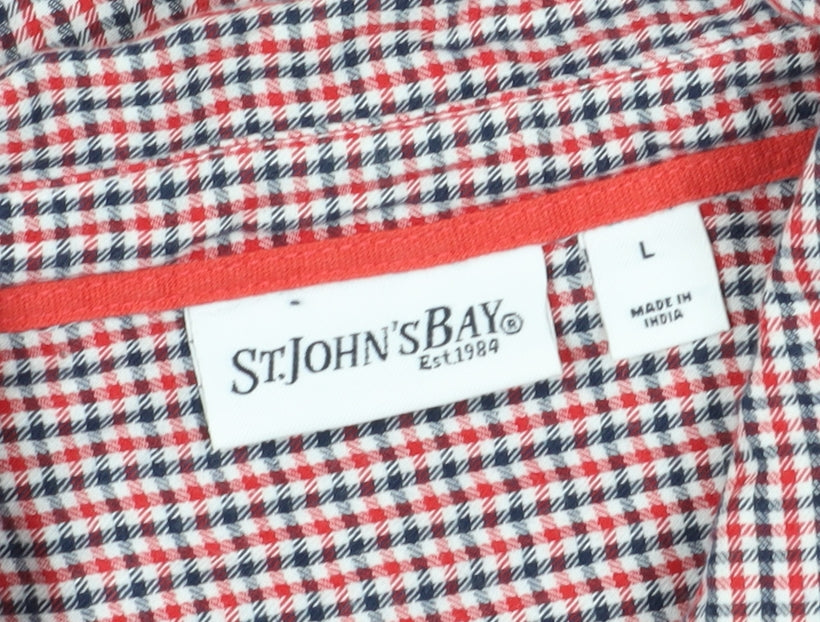St. John's Bay Women's Red Check Button-Up Shirt, L