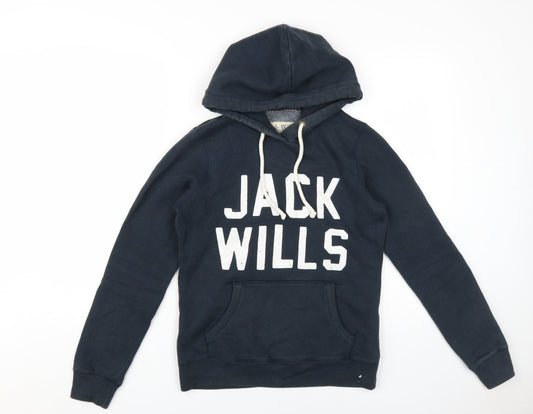 Womens UK 8 Regular Jack Wills Black Pullover Hoodie