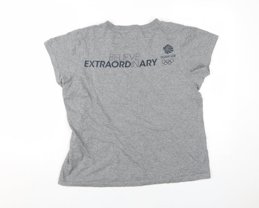 Womens UK Size L Team GB Grey 100% Cotton T-Shirt