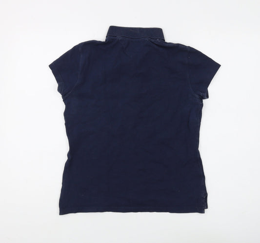 Tommy Hilfiger Women's Blue Slim Polo Shirt M