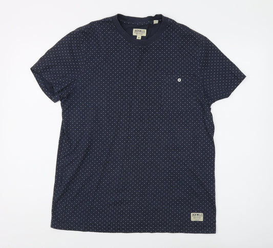 Jack Wills Men's Blue Polka Dot T-Shirt, Size M