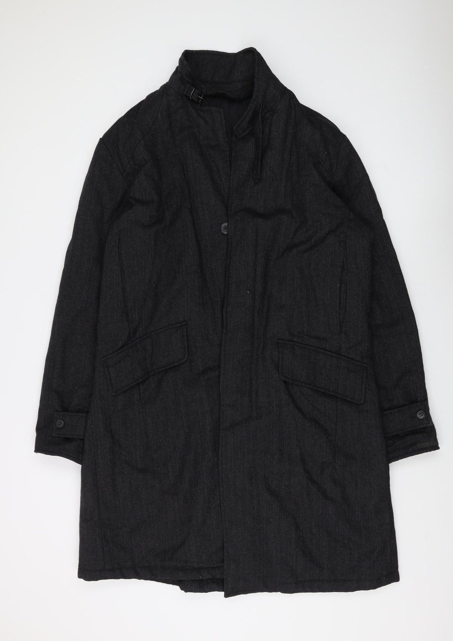 Calvin Klein Men's Black Wool Overcoat L