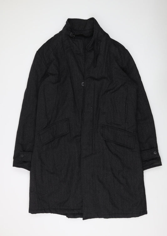 Calvin Klein Men's Black Wool Overcoat L