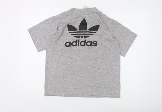 Adidas Grey Cotton-Polyester Women's T-Shirt, Size L