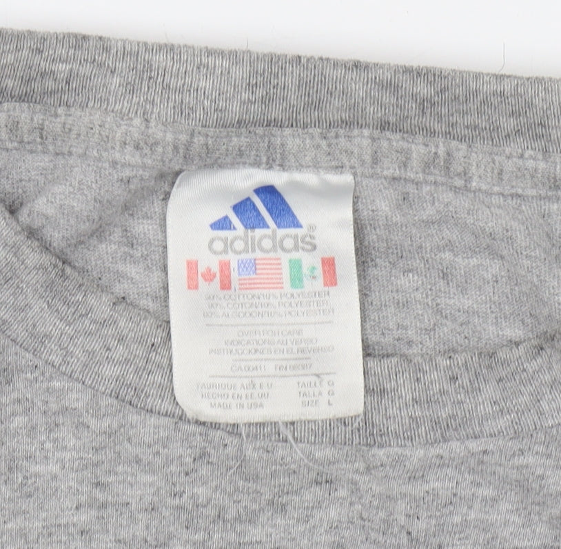 Adidas Grey Cotton-Polyester Women's T-Shirt, Size L