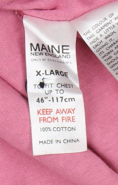 Brand and care label for Maine New England Men's XL Red Cotton Polo Shirt