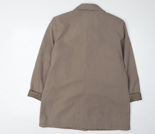 EWM Women's Brown Jacket Size 12, Collared Mid-Length