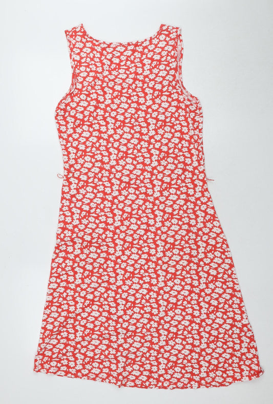 Laura Ashley Women's Red Floral Sleeveless Dress Size 10