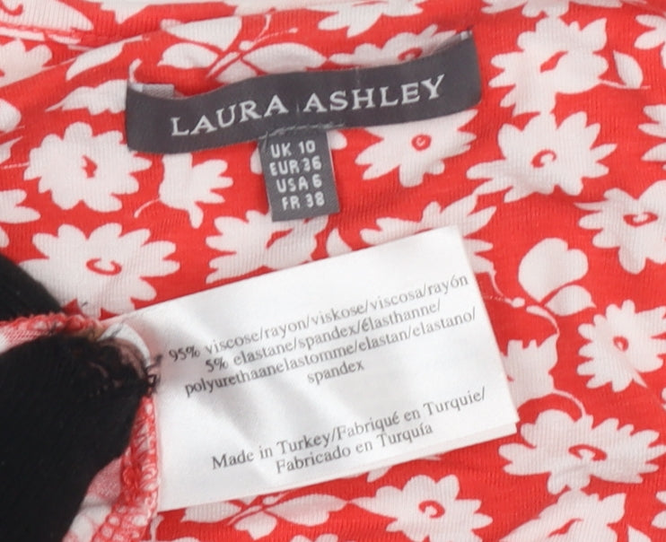 Laura Ashley Women's Red Floral Sleeveless Dress Size 10