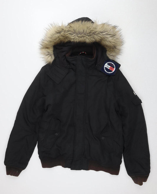 Tommy Jeans Men's Black Bomber Jacket S Hooded