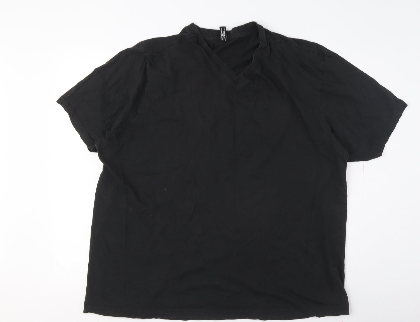 DonnaY Men's 3XL Black V-Neck T-Shirt, Short Sleeve