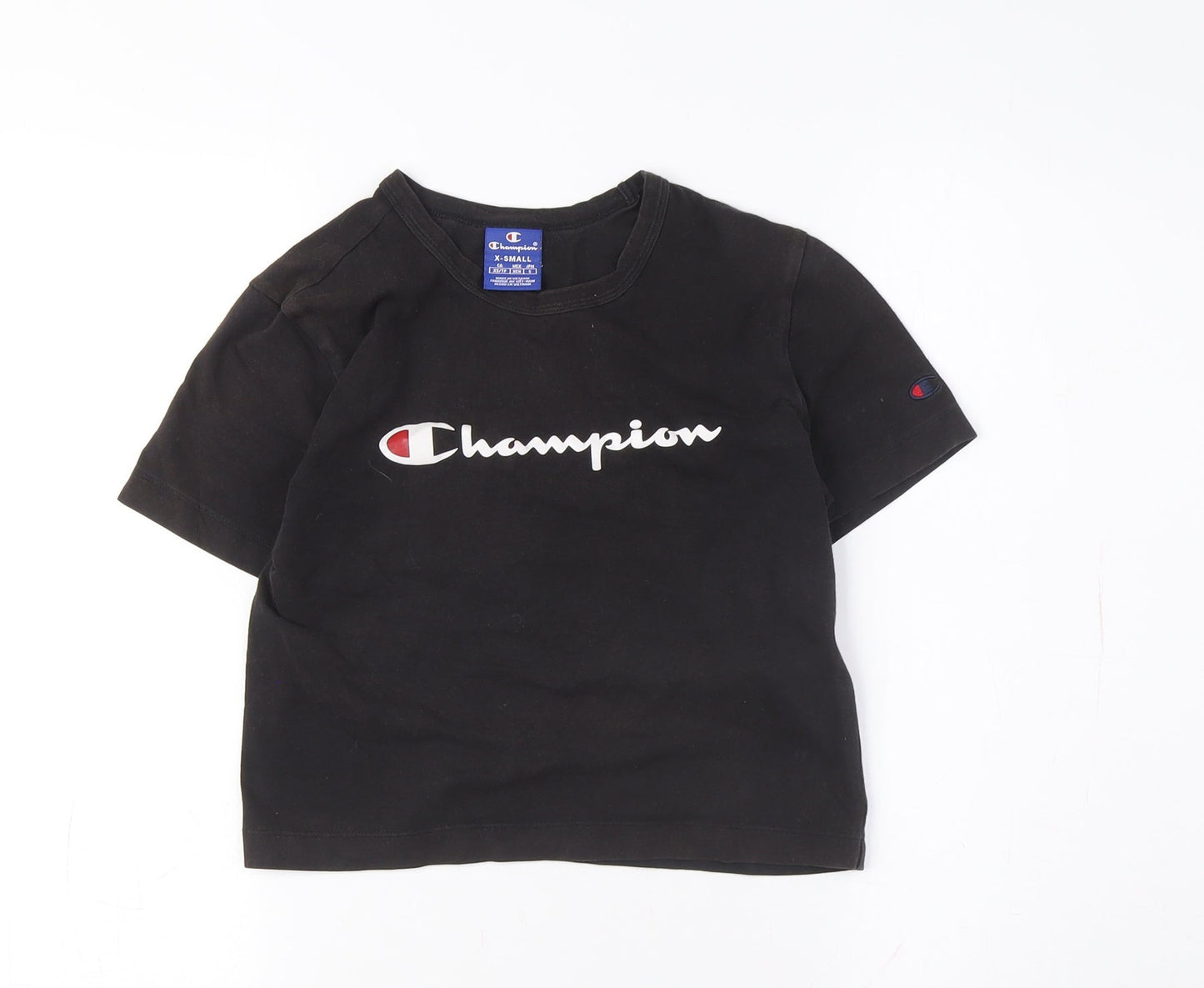 Champion Unisex Black XS T-Shirt, Casual, Crew Neck