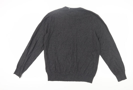 St John's Bay Men's Grey Pullover Jumper, V-Neck, M