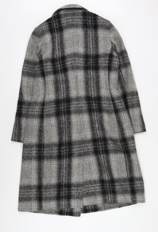 Austin Reed Women's Grey Plaid Mid-Length Overcoat Size 12