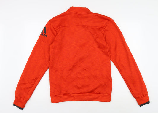 Adidas Men's Orange Pullover Sweatshirt, Mock Neck, Logo