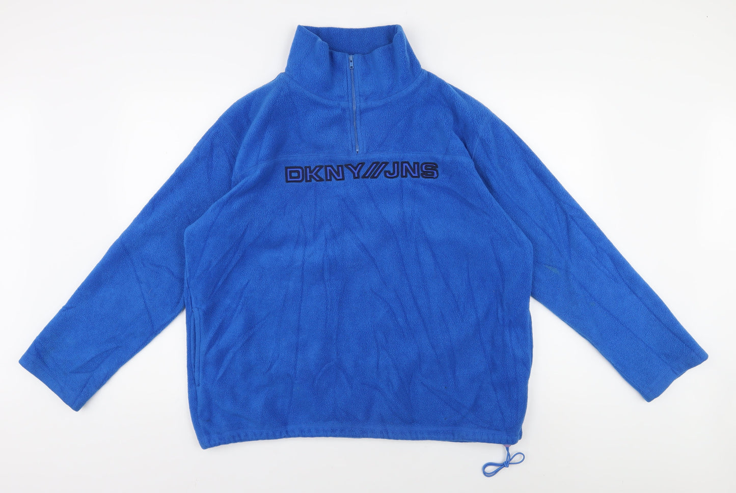 DKNY Jeans Men's Blue 1/2 Zip Sweatshirt, M, Logo, Fleece