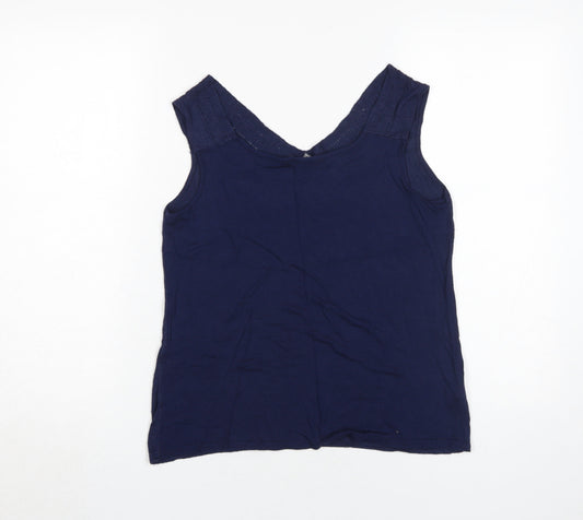 Womens UK Size 12 Laura Ashley Blue Viscose Tank
