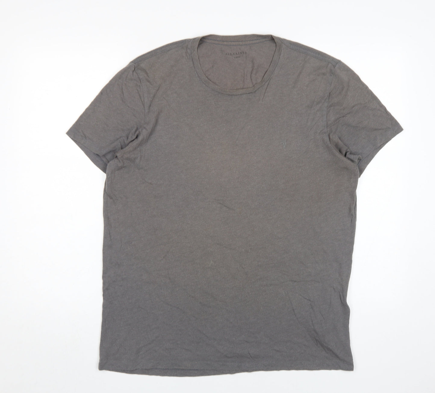 AllSaints Men's Grey Large Crew Neck T-Shirt, Short Sleeve