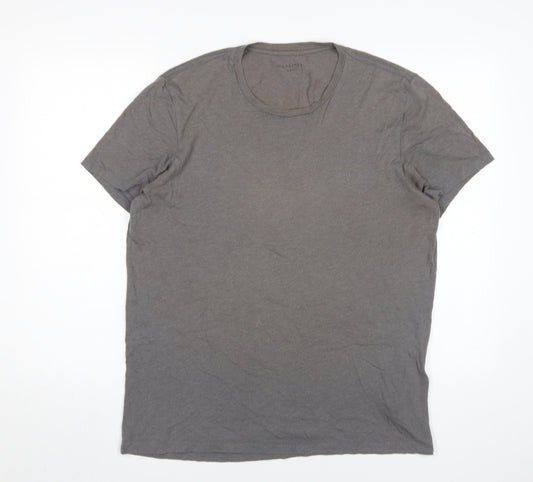 AllSaints Men's Grey Large Crew Neck T-Shirt, Short Sleeve