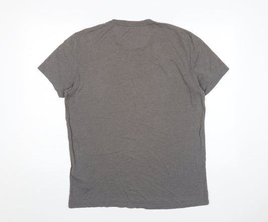 AllSaints Men's Grey Large Crew Neck T-Shirt, Short Sleeve