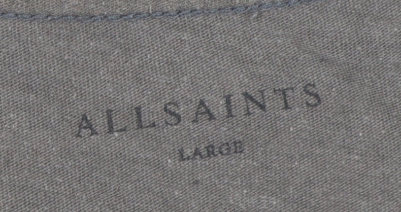 AllSaints Men's Grey Large Crew Neck T-Shirt, Short Sleeve