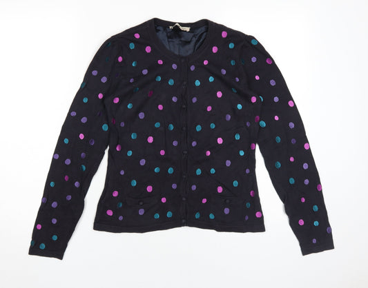 Laura Ashley Women's Black Cardigan Size 10 Polka Dot