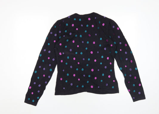 Laura Ashley Women's Black Cardigan Size 10 Polka Dot