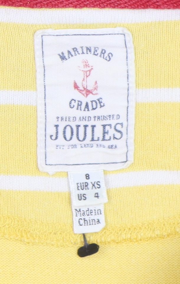 Joules Women's Yellow Striped T-Shirt XS