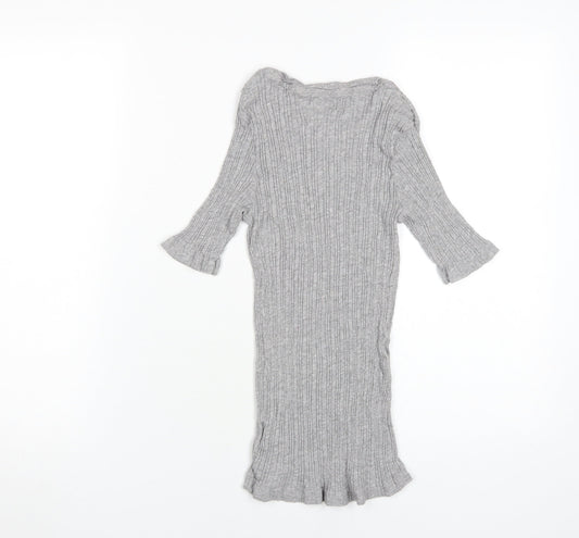 Brave Soul Women's Grey Ribbed Knit Tunic, M