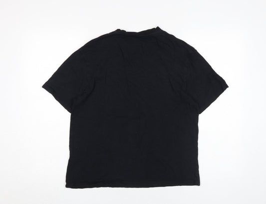 Unisex Adultss UK Size M Pull & Bear Black 100% Cotton T-Shirt