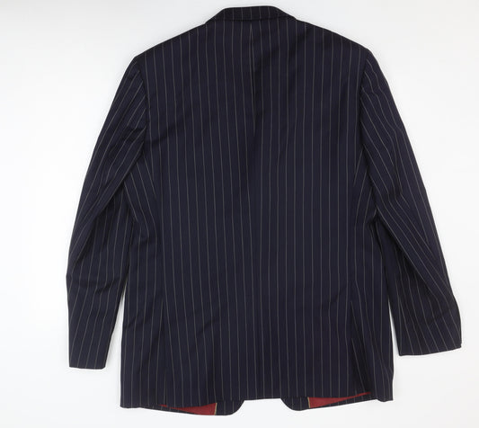 Howick Men's Blue Striped Classic Fit Wool Blazer 44L