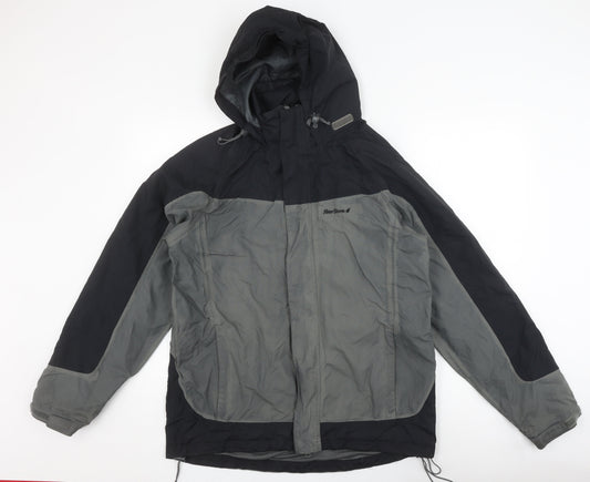 Peter Storm Men's Black Grey Hooded Rain Coat S