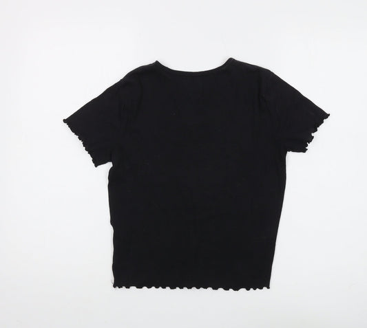 Hollister Women's Black T-Shirt, Solid, Size S, Regular Fit