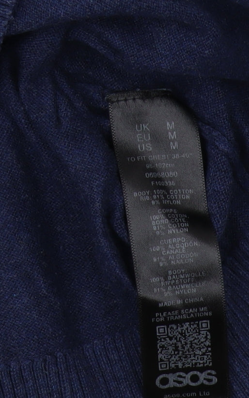 Close-up detail of ASOS Men’s Blue jumper M - Cotton Blend