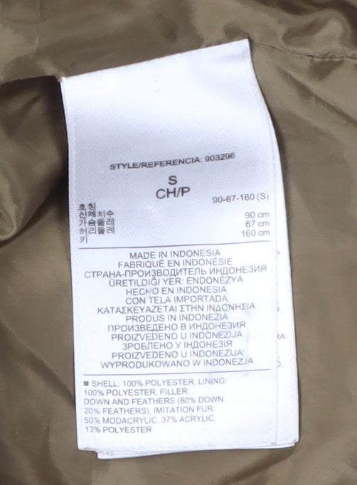 Gap Women's Green Puffer Jacket S - Winter Hooded Fur Trim