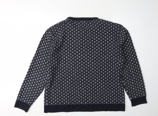 Brave Soul Men's Black Geometric Pullover Jumper L