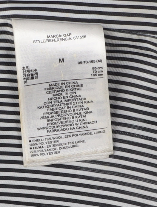 Gap Women Black Pea Coat Medium Wool Blend Classic