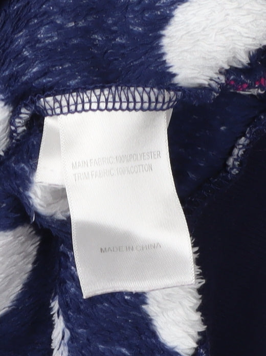 Brand and care label for Peter Storm girls’ blue polka dot hooded jacket 9-10 years