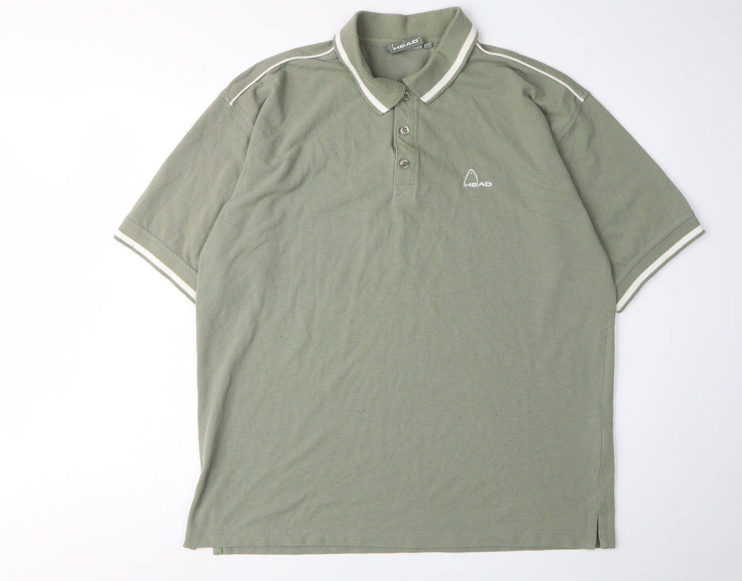 Head Men's Green Polo Shirt, Regular Fit, Logo Accent L