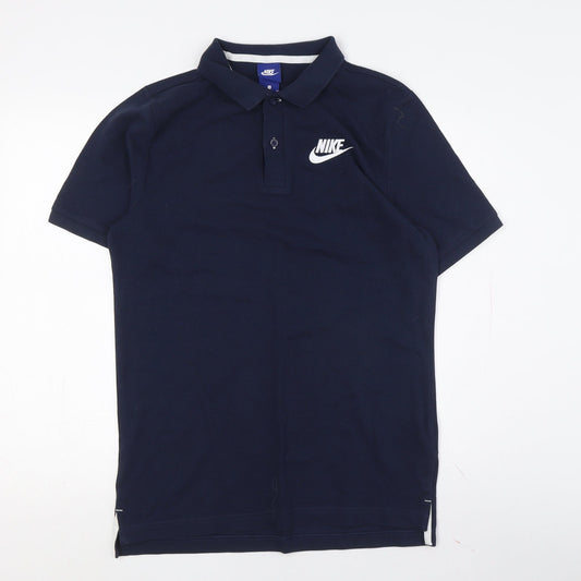 Nike Men's Blue Polo Shirt S Solid Collared