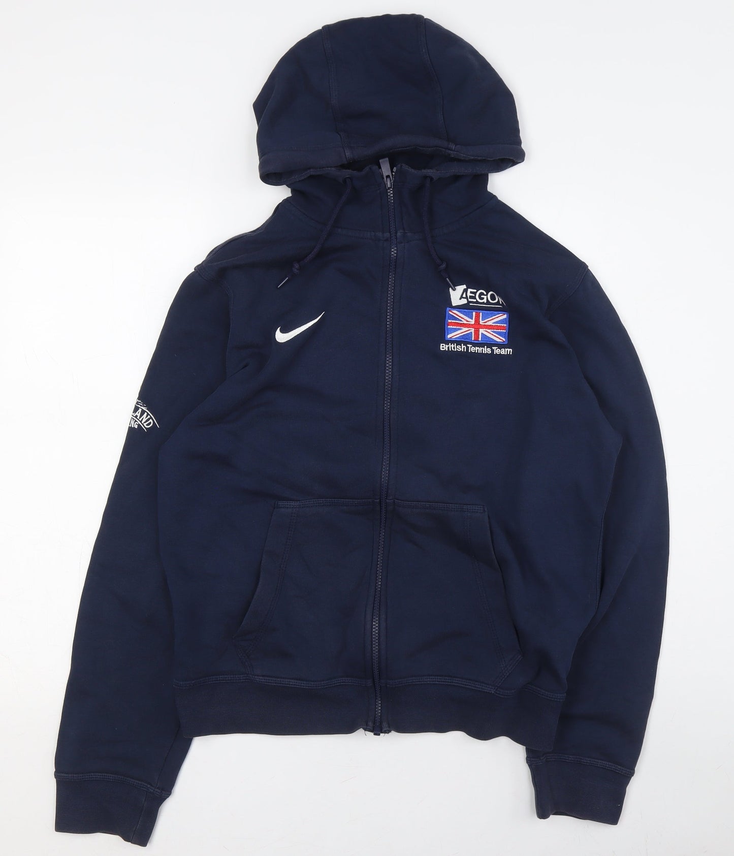Nike Men's Blue Full Zip Hoodie - Medium, Sports Style